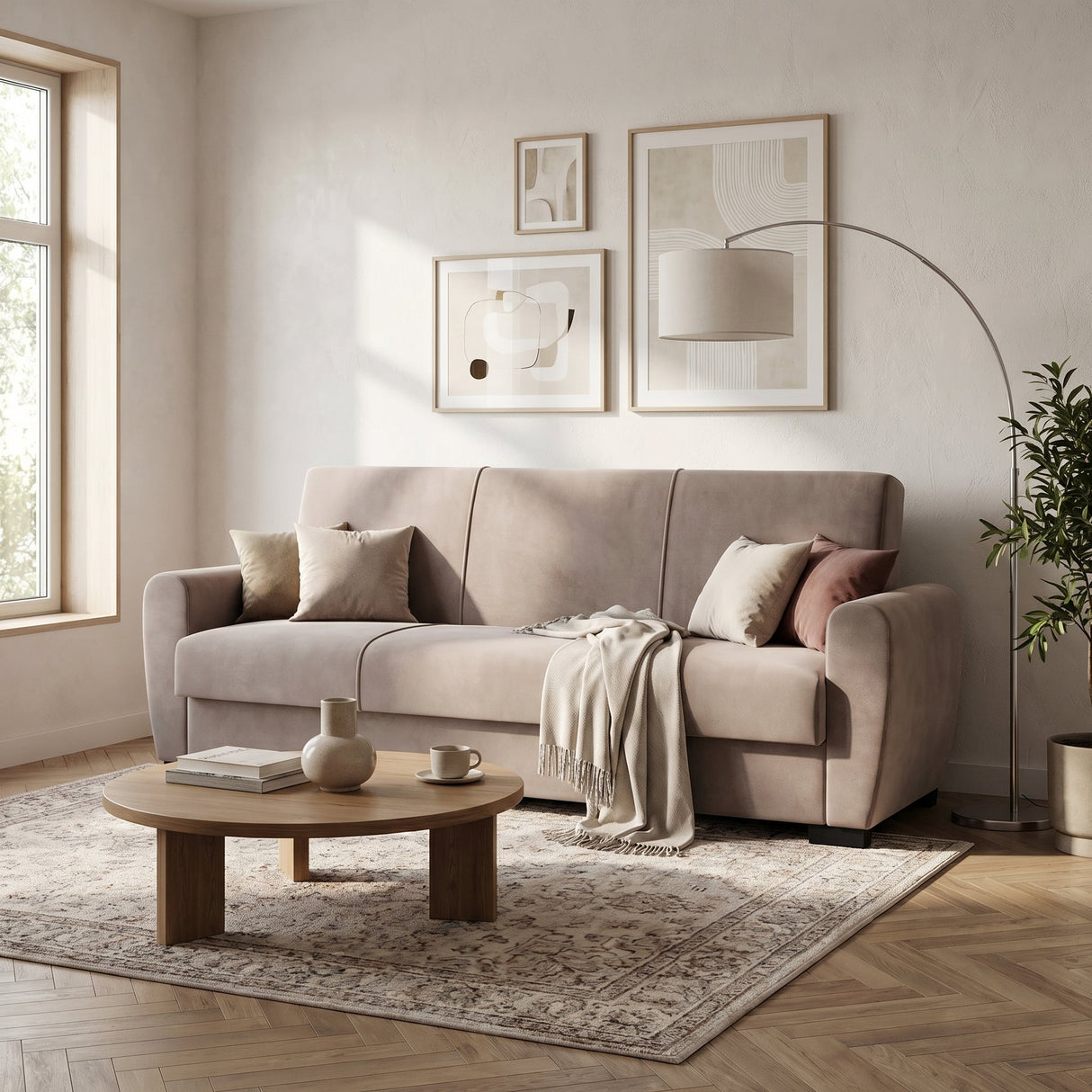 Canapea extensibilă 3 locuri Valencia, cu ladă de depozitare, Diverse culori, 220x68x90 cm - Bej | SKU: 3SBC/xx-SWG003 | Canapea extensibilă 3 locuri Valencia, cu ladă de depozitare, 220x68x90 cm, varianta Bej, produs pentru amenajarea locuinței, disponibil online în România la CasaMob