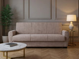 Canapea extensibilă 3 locuri Valencia, cu ladă de depozitare, Diverse culori, 220x68x90 cm - Bej | SKU: 3SBC/xx-SWG003 | Canapea extensibilă 3 locuri Valencia, cu ladă de depozitare, 220x68x90 cm, varianta Bej, produs pentru amenajarea locuinței, disponibil online în România la CasaMob