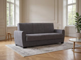 Canapea extensibilă 3 locuri Valencia, cu ladă de depozitare, Diverse culori, 220x68x90 cm - Gri închis | SKU: 3SBC/xx-SWG019 | Canapea extensibilă 3 locuri Valencia, cu ladă de depozitare, 220x68x90 cm, varianta Gri închis, produs pentru amenajarea locuinței, disponibil online în România la CasaMob