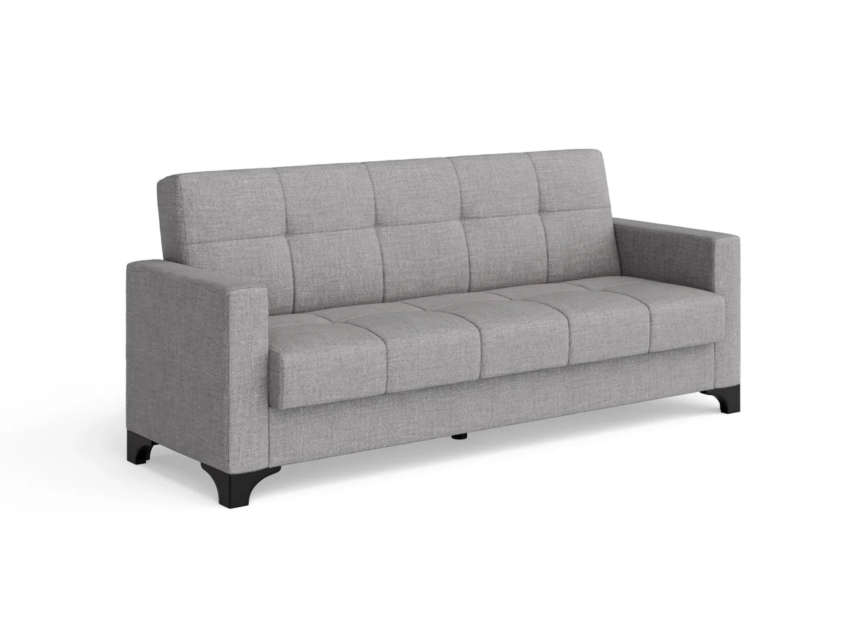 Gri deschis | SKU: 3SBC/xx-TW019 | Canapea extensibila 3 locuri Salonika, cu lada de depozitare, 215x70x95 cm, varianta Gri deschis, produs pentru amenajarea locuinței, disponibil online în România la CasaMob