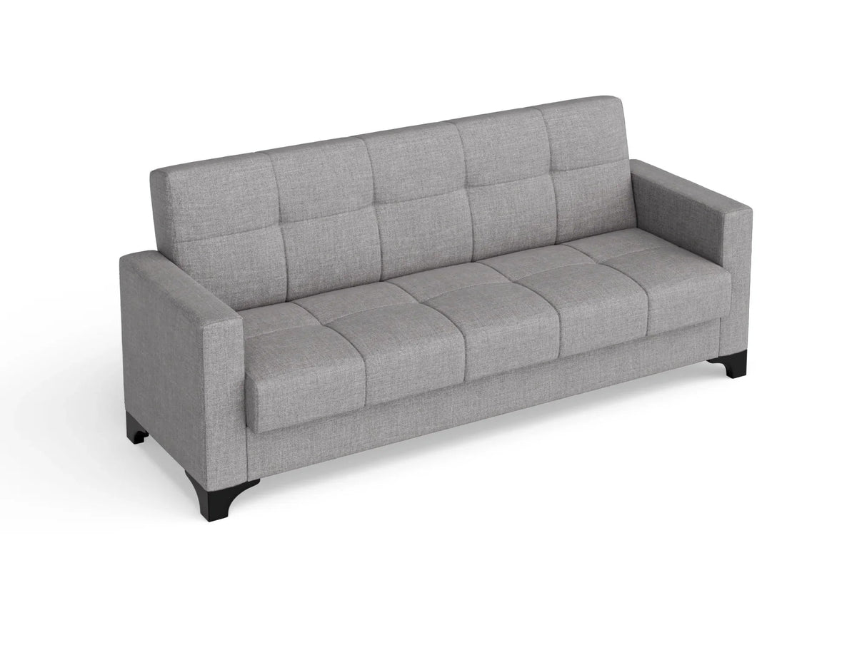 Canapea extensibila 3 locuri Salonika, cu lada de depozitare, Diverse culori, 215x70x95 cm - Gri deschis | SKU: 3SBC/xx-TW019 | Canapea extensibila 3 locuri Salonika, cu lada de depozitare, 215x70x95 cm, varianta Gri deschis, produs pentru amenajarea locuinței, disponibil online în România la CasaMob
