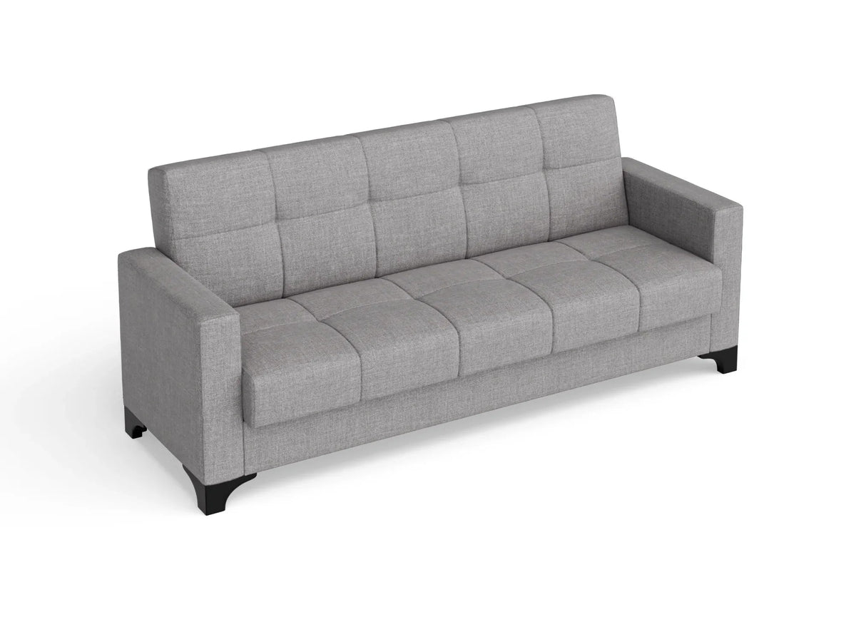 Gri deschis | SKU: 3SBC/xx-TW019 | Canapea extensibila 3 locuri Salonika, cu lada de depozitare, 215x70x95 cm, varianta Gri deschis, produs pentru amenajarea locuinței, disponibil online în România la CasaMob