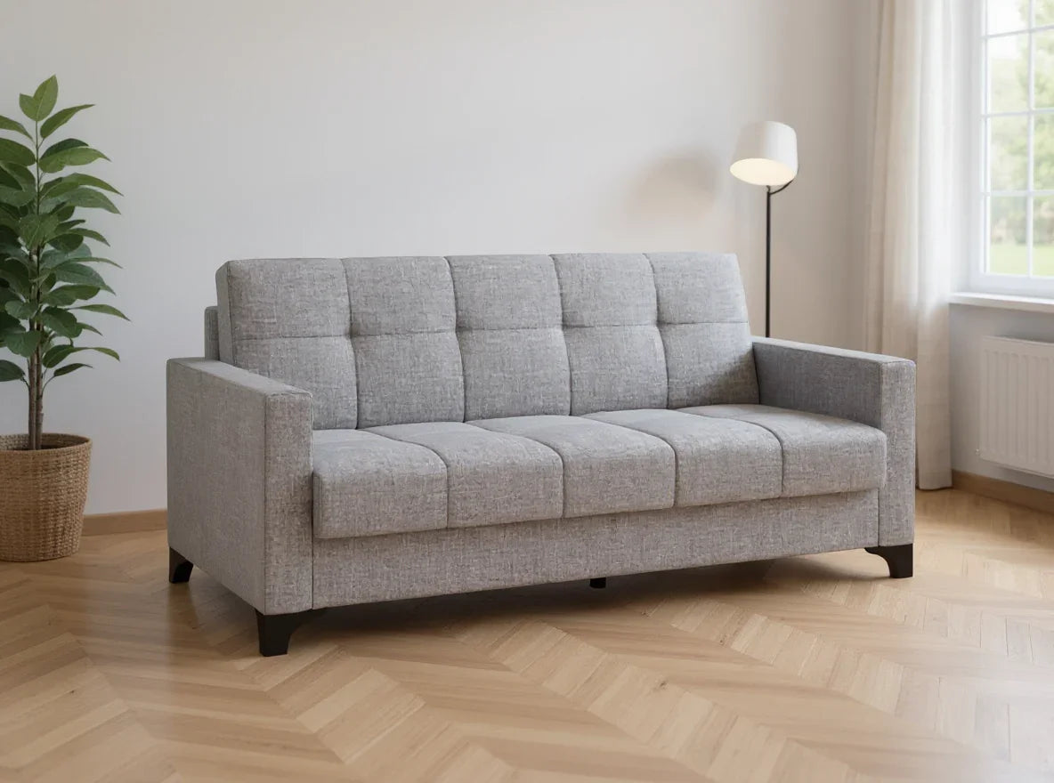 Canapea extensibila 3 locuri Salonika, cu lada de depozitare, Diverse culori, 215x70x95 cm - Gri deschis | SKU: 3SBC/xx-TW019 | Canapea extensibila 3 locuri Salonika, cu lada de depozitare, 215x70x95 cm, varianta Gri deschis, produs pentru amenajarea locuinței, disponibil online în România la CasaMob