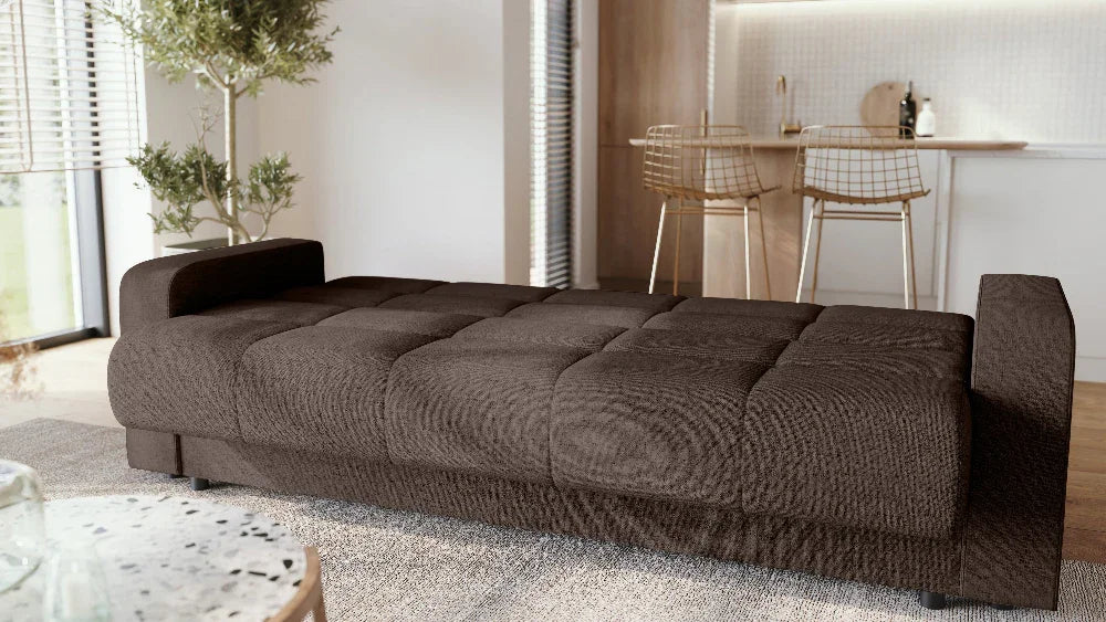 Canapea extensibilă 3 locuri Thassos, cu ladă de depozitare, Diverse culori, 220x70x90 cm - Maro | SKU: 3SBC/xx-YU047 | Canapea extensibilă 3 locuri Thassos, cu ladă de depozitare, 220x70x90 cm, varianta Maro, produs pentru amenajarea locuinței, disponibil online în România la CasaMob
