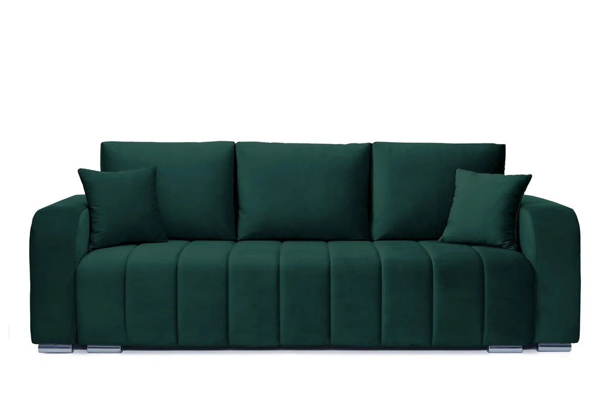 Canapea extensibilă 3 locuri cu depozitare Armando, Diverse culori, 230x92x90 cm - Verde | SKU: 3SBD/VEL010 | Canapea extensibilă 3 locuri cu depozitare Armando, 230x92x90 cm, varianta Verde, produs pentru amenajarea locuinței, disponibil online în România la CasaMob