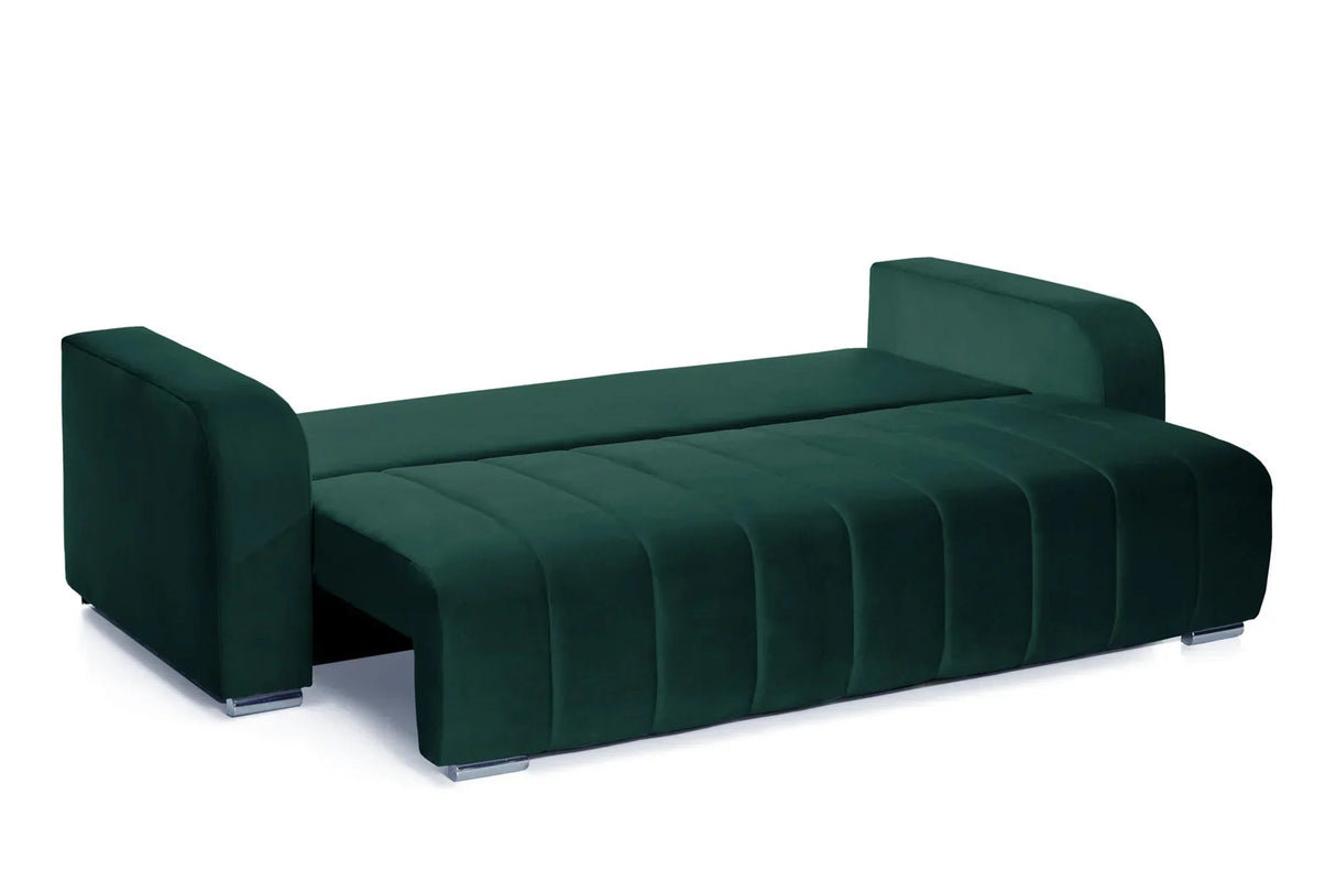 Canapea extensibilă 3 locuri cu depozitare Armando, Diverse culori, 230x92x90 cm - Verde | SKU: 3SBD/VEL010 | Canapea extensibilă 3 locuri cu depozitare Armando, 230x92x90 cm, varianta Verde, produs pentru amenajarea locuinței, disponibil online în România la CasaMob