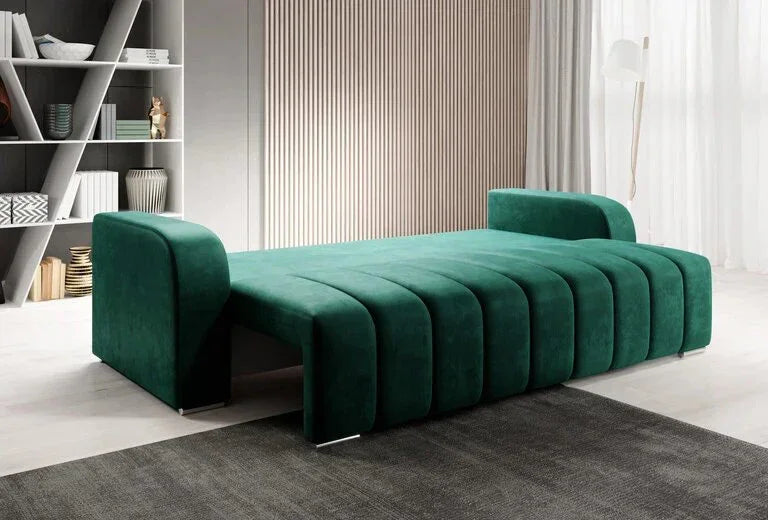 Canapea extensibilă 3 locuri cu depozitare Armando, Diverse culori, 230x92x90 cm - Verde | SKU: 3SBD/VEL010 | Canapea extensibilă 3 locuri cu depozitare Armando, 230x92x90 cm, varianta Verde, produs pentru amenajarea locuinței, disponibil online în România la CasaMob