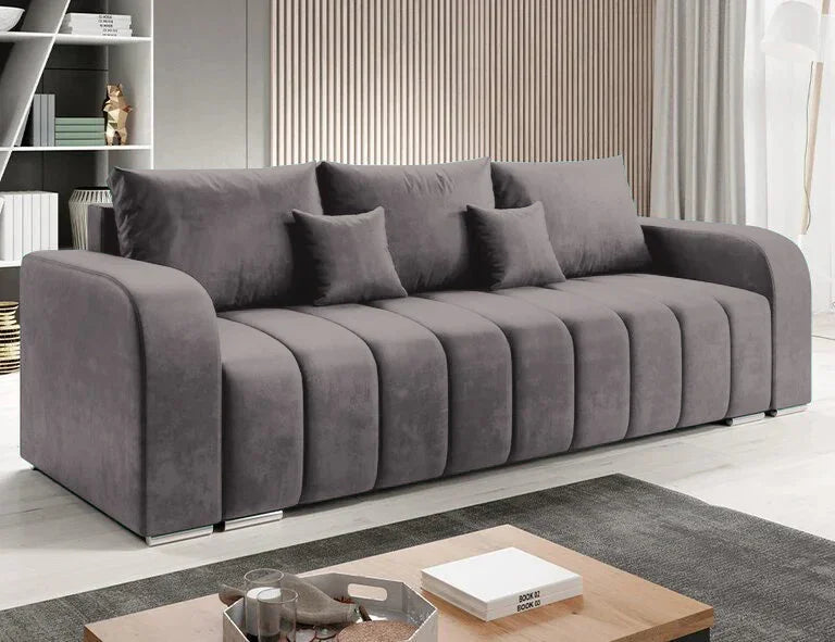Canapea extensibilă 3 locuri cu depozitare Armando, Diverse culori, 230x92x90 cm - Gri închis | SKU: 3SBD/VEL015 | Canapea extensibilă 3 locuri cu depozitare Armando, 230x92x90 cm, varianta Gri închis, produs pentru amenajarea locuinței, disponibil online în România la CasaMob