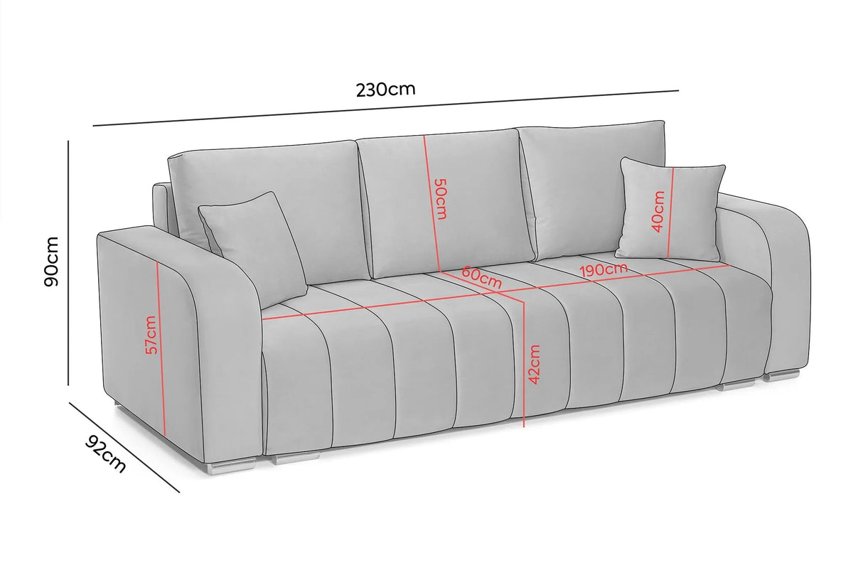 Canapea extensibilă 3 locuri cu depozitare Armando, Diverse culori, 230x92x90 cm - Gri închis | SKU: 3SBD/VEL015 | Canapea extensibilă 3 locuri cu depozitare Armando, 230x92x90 cm, varianta Gri închis, produs pentru amenajarea locuinței, disponibil online în România la CasaMob
