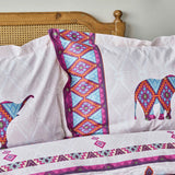 Set lenjerie de pat dublă Marsala, Portocaliu - Mov - Albastru - Alb, 240x260 cm