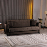Canapea extensibilă Modesto, 3 locuri, Stofă, Maro, 213x84x86 cm