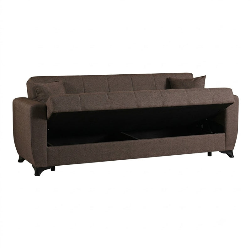 Canapea extensibilă Modesto, 3 locuri, Stofă, Maro, 213x84x86 cm