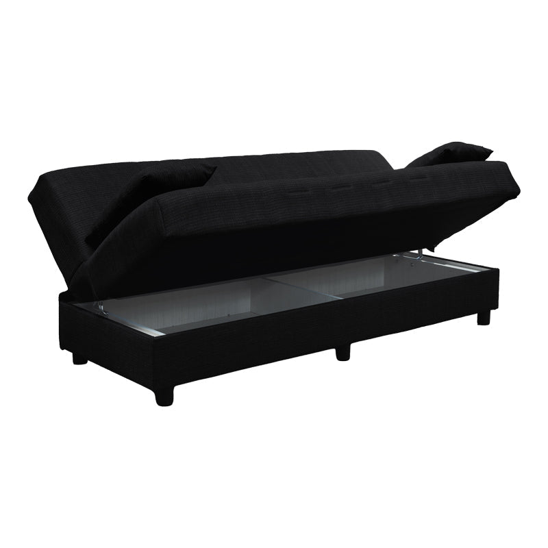 Canapea extensibilă Romina, 3 locuri, cu spațiu de depozitare, Stofă, Diverse culori, 180x75x85 cm - Antracit | SKU: 438-000001 | Canapea extensibilă Romina, 3 locuri, cu spațiu de depozitare, Stofă, 180x75x85 cm, varianta Antracit, produs pentru amenajarea locuinței, disponibil online în România la CasaMob
