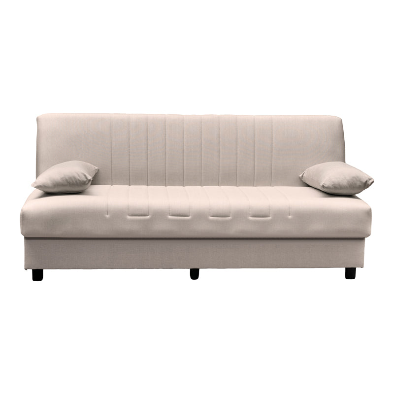 Bej | SKU: 438-000002 | Canapea extensibilă Romina, 3 locuri, cu spațiu de depozitare, Stofă, 180x75x85 cm, varianta Bej, produs pentru amenajarea locuinței, disponibil online în România la CasaMob