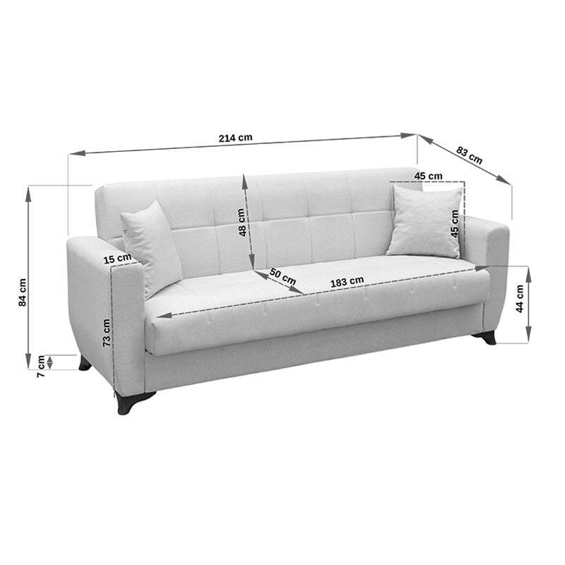 Canapea extensibilă Modesto, 3 locuri, cu spațiu de depozitare, Stofă, Diverse culori, 215x84x83 cm - Bej | SKU: 438-000013 | Canapea extensibilă Modesto, 3 locuri, cu spațiu de depozitare, Stofă, 215x84x83 cm, varianta Bej, produs pentru amenajarea locuinței, disponibil online în România la CasaMob