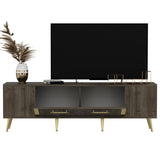 Comodă TV Detas, Nuc - Auriu, 150x35x48 cm