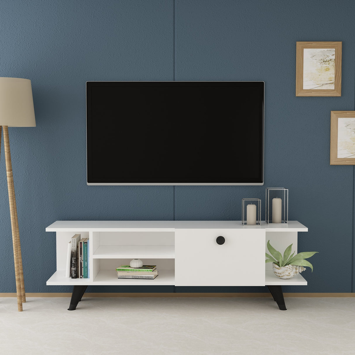 Comodă TV İdil, Alb, 120x30x45 cm