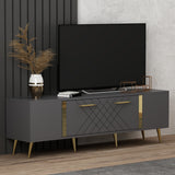 Comodă TV Detas, Diverse culori, 150x35x48 cm - Antracit - Auriu | SKU: 475OLV1138 | Comodă TV Detas, 150x35x48 cm, varianta Antracit - Auriu, produs pentru amenajarea locuinței, disponibil online în România la CasaMob