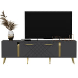 Comodă TV Detas, Diverse culori, 150x35x48 cm - Antracit - Auriu | SKU: 475OLV1138 | Comodă TV Detas, 150x35x48 cm, varianta Antracit - Auriu, produs pentru amenajarea locuinței, disponibil online în România la CasaMob