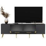 Comodă TV Detas, Diverse culori, 150x35x48 cm - Antracit - Auriu | SKU: 475OLV1138 | Comodă TV Detas, 150x35x48 cm, varianta Antracit - Auriu, produs pentru amenajarea locuinței, disponibil online în România la CasaMob