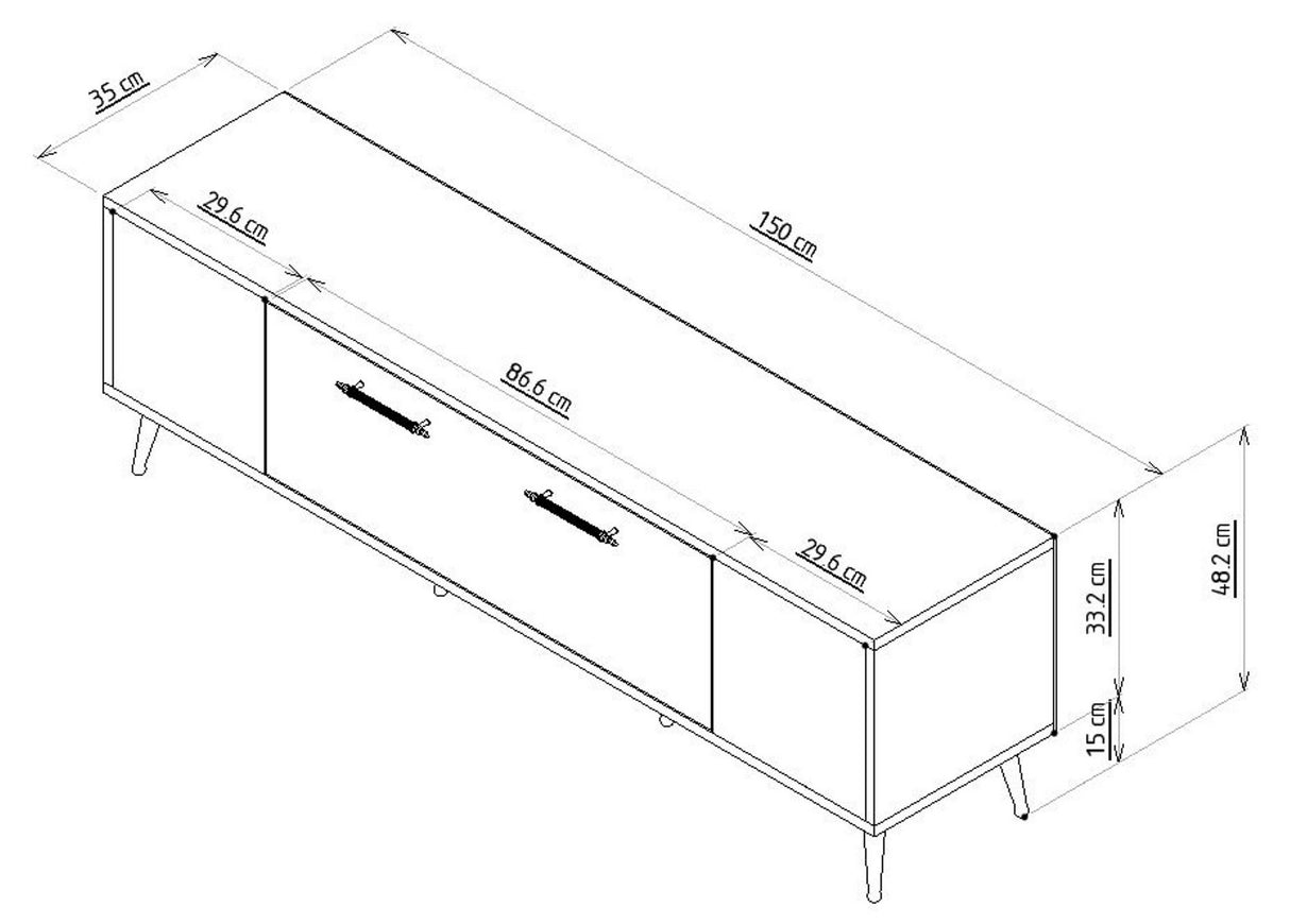 Comodă TV Detas, Diverse culori, 150x35x48 cm - Antracit - Auriu | SKU: 475OLV1138 | Comodă TV Detas, 150x35x48 cm, varianta Antracit - Auriu, produs pentru amenajarea locuinței, disponibil online în România la CasaMob