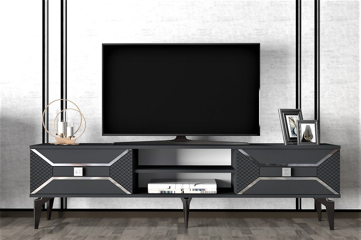 Comodă TV Yumedi, Diverse culori, 150x30x50 cm - Antracit - Argintiu | SKU: 475OLV1157 | Comodă TV Yumedi, 150x30x50 cm, varianta Antracit - Argintiu, produs pentru amenajarea locuinței, disponibil online în România la CasaMob