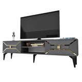 Comodă TV Yumedi, Diverse culori, 150x30x50 cm - Antracit - Auriu | SKU: 475OLV1158 | Comodă TV Yumedi, 150x30x50 cm, varianta Antracit - Auriu, produs pentru amenajarea locuinței, disponibil online în România la CasaMob