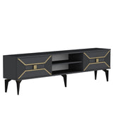 Comodă TV Yumedi, Diverse culori, 150x30x50 cm - Antracit - Auriu | SKU: 475OLV1158 | Comodă TV Yumedi, 150x30x50 cm, varianta Antracit - Auriu, produs pentru amenajarea locuinței, disponibil online în România la CasaMob