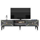Comodă TV Yumedi, Diverse culori, 150x30x50 cm - Antracit - Auriu | SKU: 475OLV1158 | Comodă TV Yumedi, 150x30x50 cm, varianta Antracit - Auriu, produs pentru amenajarea locuinței, disponibil online în România la CasaMob