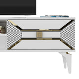 Comodă TV Yumedi, Diverse culori, 150x30x50 cm - Alb - Auriu | SKU: 475OLV1160 | Comodă TV Yumedi, 150x30x50 cm, varianta Alb - Auriu, produs pentru amenajarea locuinței, disponibil online în România la CasaMob