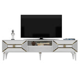 Comodă TV Yumedi, Diverse culori, 150x30x50 cm - Alb - Auriu | SKU: 475OLV1160 | Comodă TV Yumedi, 150x30x50 cm, varianta Alb - Auriu, produs pentru amenajarea locuinței, disponibil online în România la CasaMob