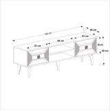 Comodă TV Yumedi, Diverse culori, 150x30x50 cm - Alb - Auriu | SKU: 475OLV1160 | Comodă TV Yumedi, 150x30x50 cm, varianta Alb - Auriu, produs pentru amenajarea locuinței, disponibil online în România la CasaMob