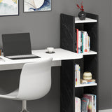 Birou Glaxy, Alb - Black marble, 110x50x74 cm
