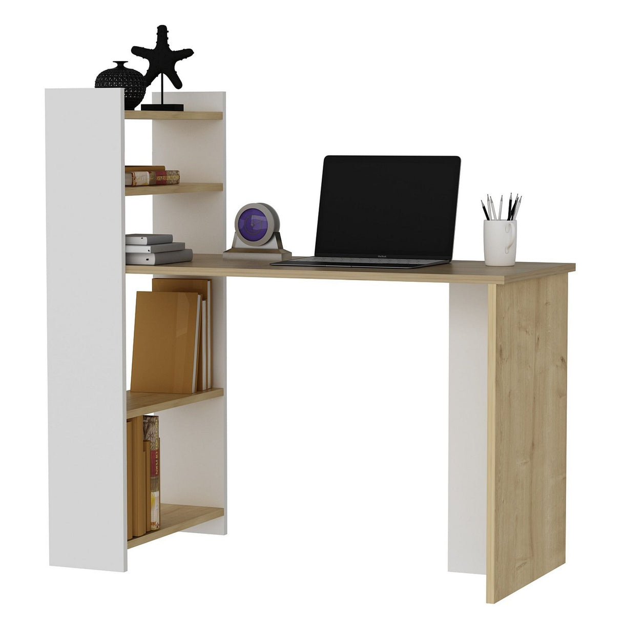 Birou Enna, Diverse culori, 110x50x110 cm - Stejar safir - Alb | SKU: 475OLV1217 | Birou Enna, 110x50x110 cm, varianta Stejar safir - Alb, produs pentru amenajarea locuinței, disponibil online în România la CasaMob