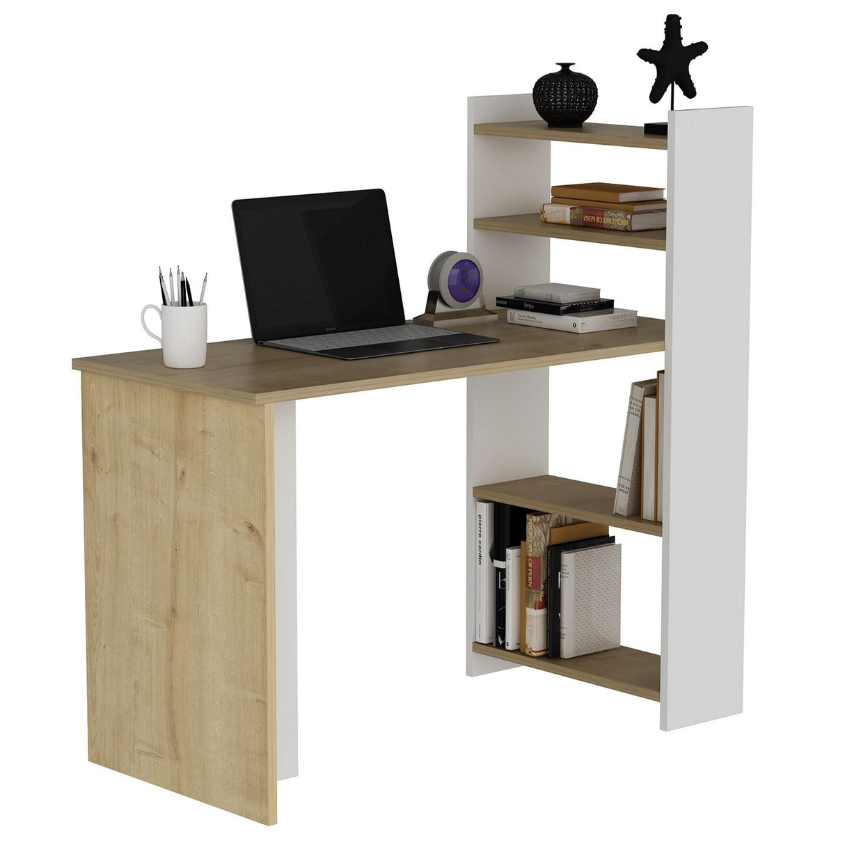 Birou Enna, Diverse culori, 110x50x110 cm - Stejar safir - Alb | SKU: 475OLV1217 | Birou Enna, 110x50x110 cm, varianta Stejar safir - Alb, produs pentru amenajarea locuinței, disponibil online în România la CasaMob