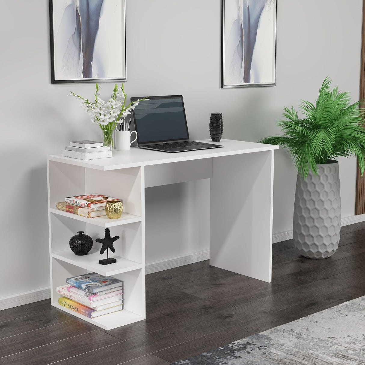 Birou Dora, Diverse culori, 110x45x72 cm - Alb | SKU: 475OLV1225 | Birou Dora, 110x45x72 cm, varianta Alb, produs pentru amenajarea locuinței, disponibil online în România la CasaMob