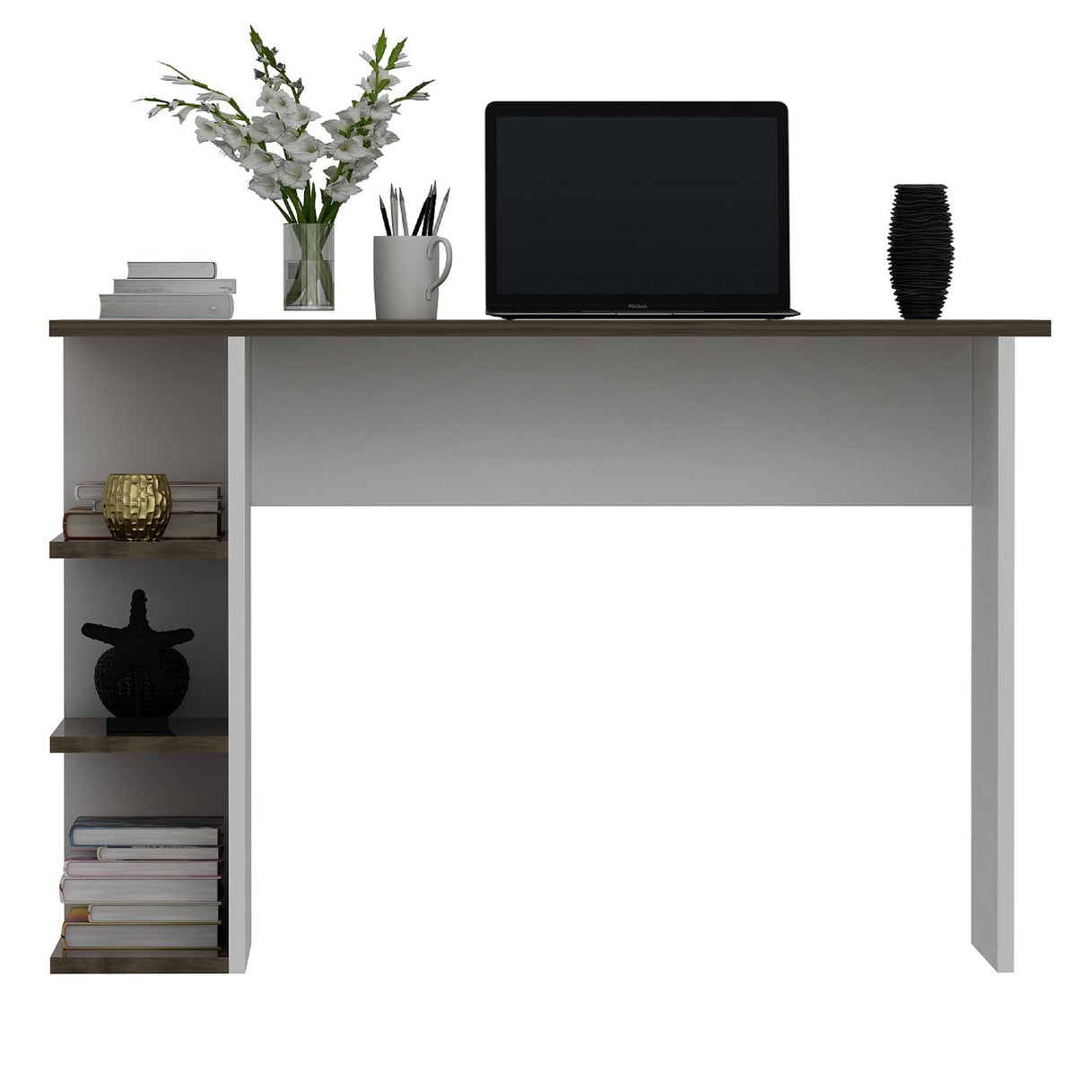 Birou Dora, Diverse culori, 110x45x72 cm - Nuc - Alb | SKU: 475OLV1226 | Birou Dora, 110x45x72 cm, varianta Nuc - Alb, produs pentru amenajarea locuinței, disponibil online în România la CasaMob