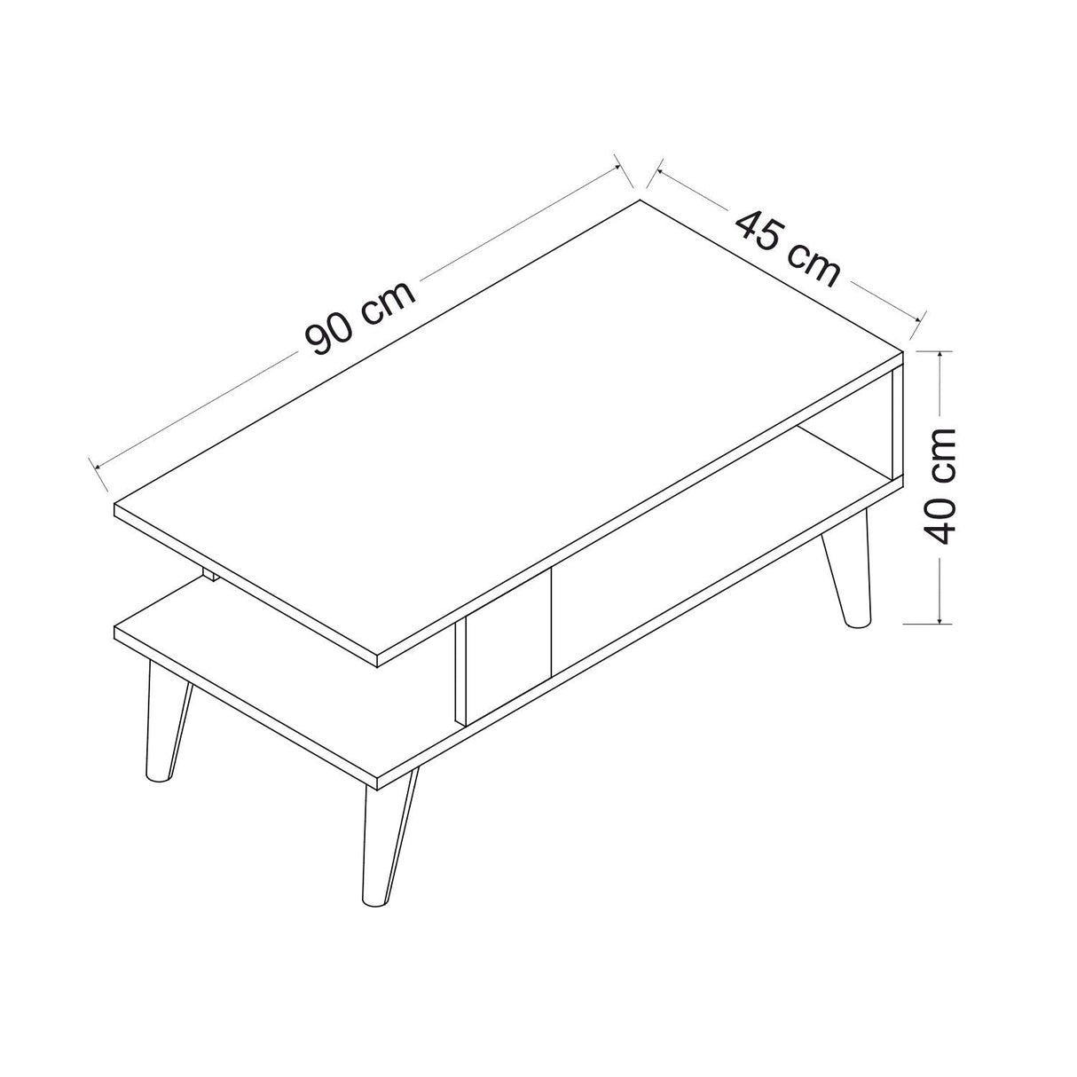 Măsuță de cafea Ayca, Diverse culori, 90x45x40 cm - Nuc - Alb | SKU: 475OLV1319 | Măsuță de cafea Ayca, 90x45x40 cm, varianta Nuc - Alb, produs pentru amenajarea locuinței, disponibil online în România la CasaMob