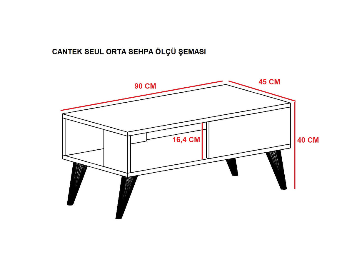 Măsuță de cafea Seul, Diverse culori, 90x45x40 cm - Nuc - Alb | SKU: 475OLV1327 | Măsuță de cafea Seul, 90x45x40 cm, varianta Nuc - Alb, produs pentru amenajarea locuinței, disponibil online în România la CasaMob