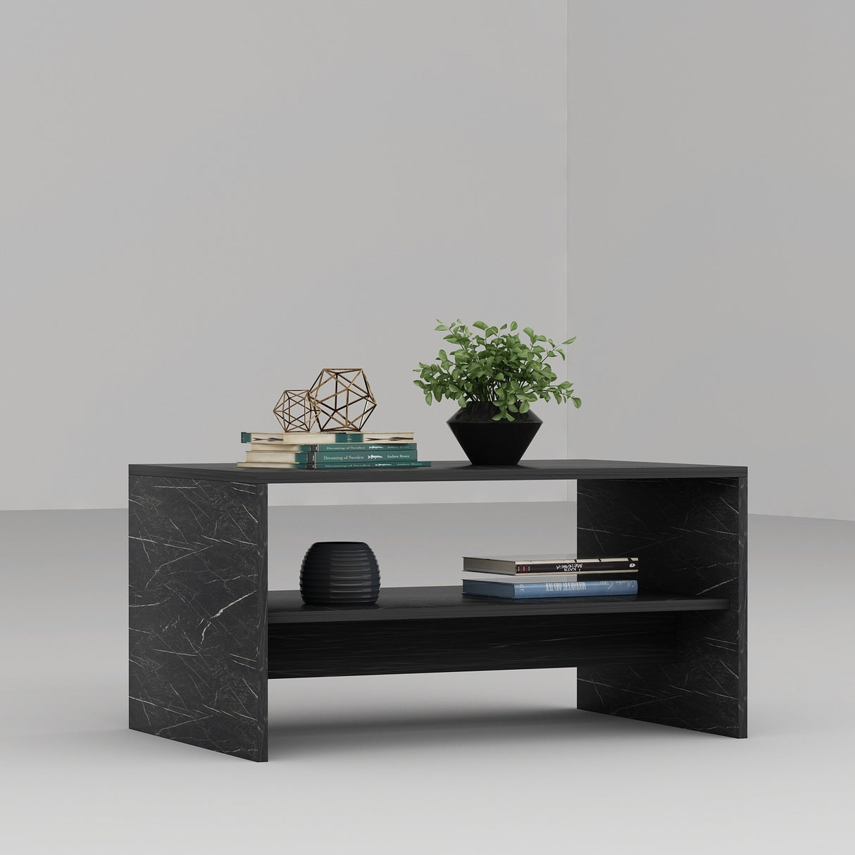 Măsuță de cafea Apollon, Black marble, 90x45x47 cm