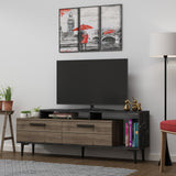 Comodă TV Niva, Diverse culori, 150x31x54 cm - Nuc - Black marble | SKU: 475OLV1402 | Comodă TV Niva, 150x31x54 cm, varianta Nuc - Black marble, produs pentru amenajarea locuinței, disponibil online în România la CasaMob
