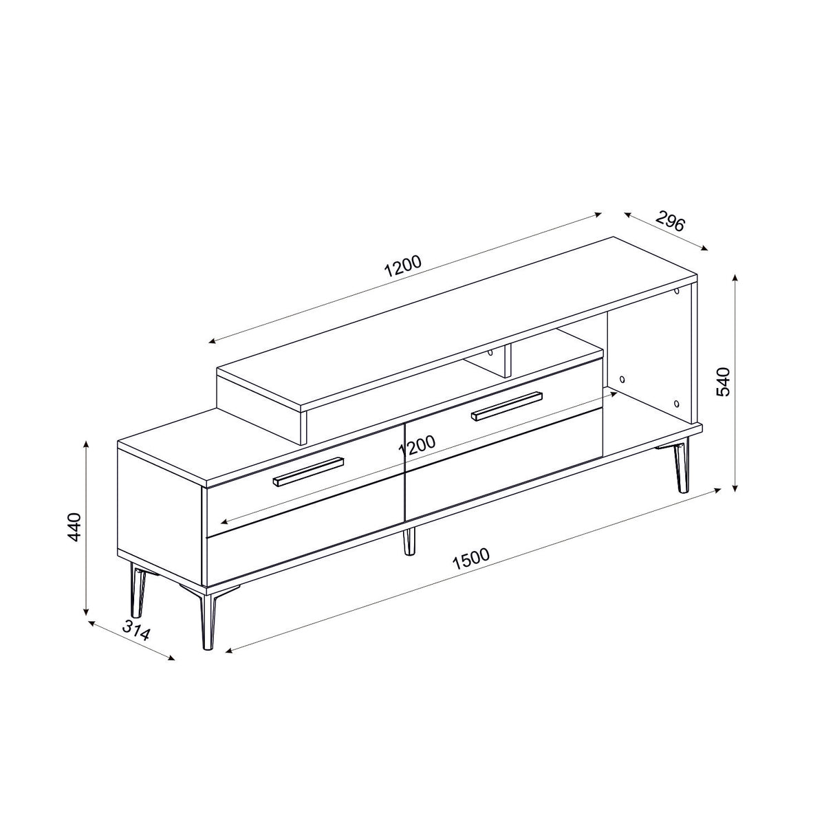Comodă TV Niva, Diverse culori, 150x31x54 cm - Nuc - Black marble | SKU: 475OLV1402 | Comodă TV Niva, 150x31x54 cm, varianta Nuc - Black marble, produs pentru amenajarea locuinței, disponibil online în România la CasaMob