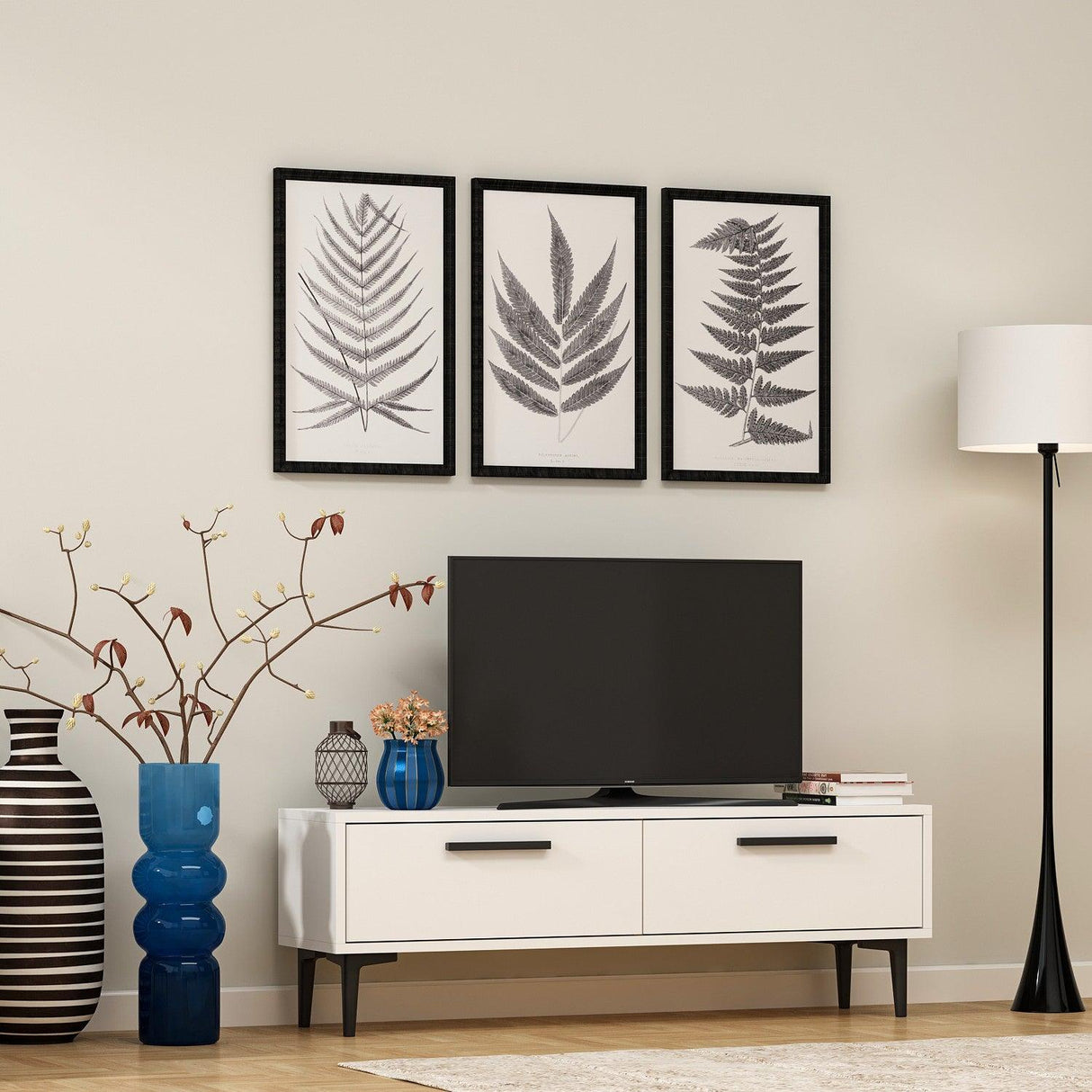 Comodă TV Leni, Diverse culori, 120x30x45 cm - Alb | SKU: 475OLV1405 | Comodă TV Leni, 120x30x45 cm, varianta Alb, produs pentru amenajarea locuinței, disponibil online în România la CasaMob