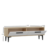 Comodă TV Leni, Diverse culori, 120x30x45 cm - Stejar safir - Alb | SKU: 475OLV1406 | Comodă TV Leni, 120x30x45 cm, varianta Stejar safir - Alb, produs pentru amenajarea locuinței, disponibil online în România la CasaMob