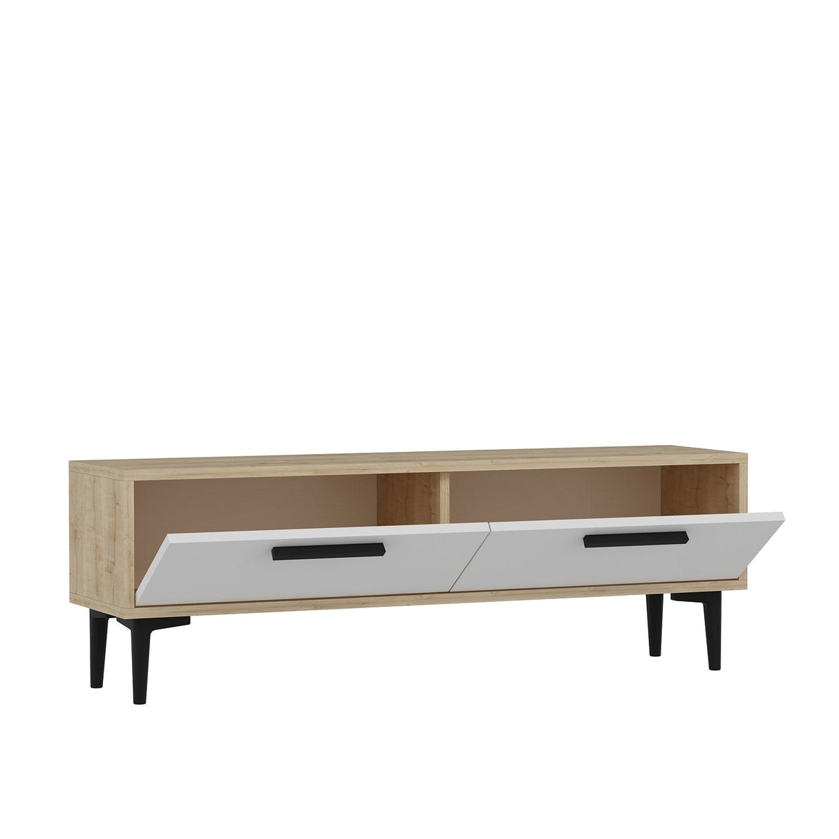 Comodă TV Leni, Diverse culori, 120x30x45 cm - Stejar safir - Alb | SKU: 475OLV1406 | Comodă TV Leni, 120x30x45 cm, varianta Stejar safir - Alb, produs pentru amenajarea locuinței, disponibil online în România la CasaMob