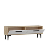 Comodă TV Leni, Diverse culori, 120x30x45 cm - Stejar safir - Alb | SKU: 475OLV1406 | Comodă TV Leni, 120x30x45 cm, varianta Stejar safir - Alb, produs pentru amenajarea locuinței, disponibil online în România la CasaMob