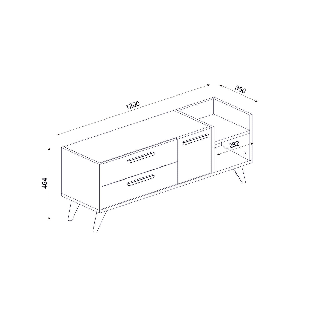 Comodă TV Otto, Stejar safir - Alb, 120x35x46 cm