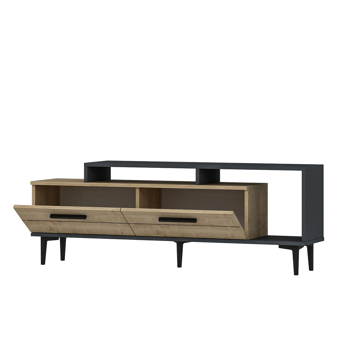 Comodă TV Niva, Diverse culori, 150x31x54 cm - Stejar safir - Antracit | SKU: 475OLV1408 | Comodă TV Niva, 150x31x54 cm, varianta Stejar safir - Antracit, produs pentru amenajarea locuinței, disponibil online în România la CasaMob