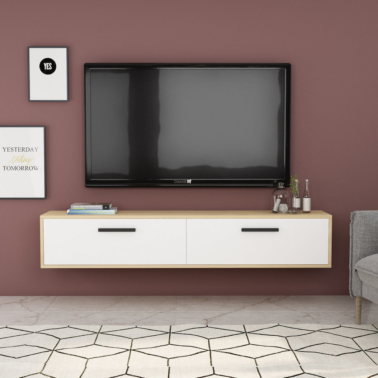 Comodă TV Inel, Diverse culori, 150x30x45 cm - Sapphire - Alb | SKU: 475OLV1421 | Comodă TV Inel, 150x30x45 cm, varianta Sapphire - Alb, produs pentru amenajarea locuinței, disponibil online în România la CasaMob