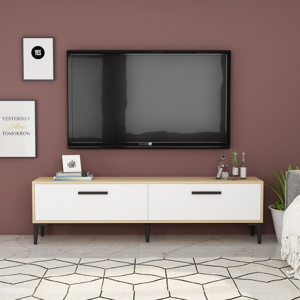 Comodă TV Inel, Diverse culori, 150x30x45 cm - Sapphire - Alb | SKU: 475OLV1421 | Comodă TV Inel, 150x30x45 cm, varianta Sapphire - Alb, produs pentru amenajarea locuinței, disponibil online în România la CasaMob